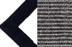 Sisal Antraciet 015 tæppe med kantbånd i sort farve